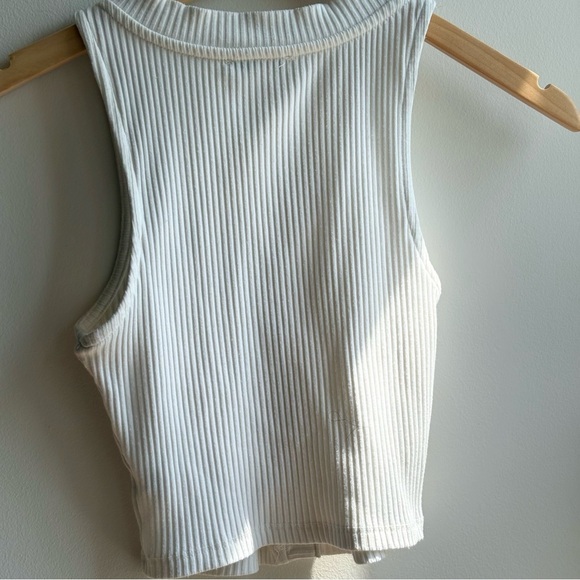 Cream Ribbed Knit Cropped Top - Picture 4 of 4
